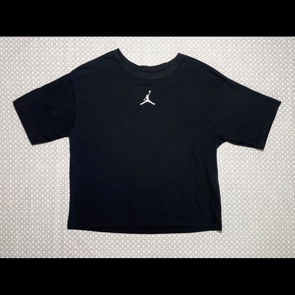 Jordan Black Short Sleeve T-shirt with Small White Jordan Logo on Front (Girls)